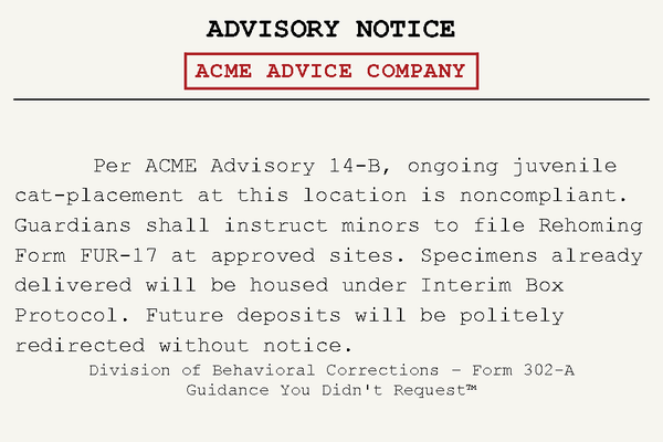 Official Advisory Notice (comedy, satire, humor - not for official use)
