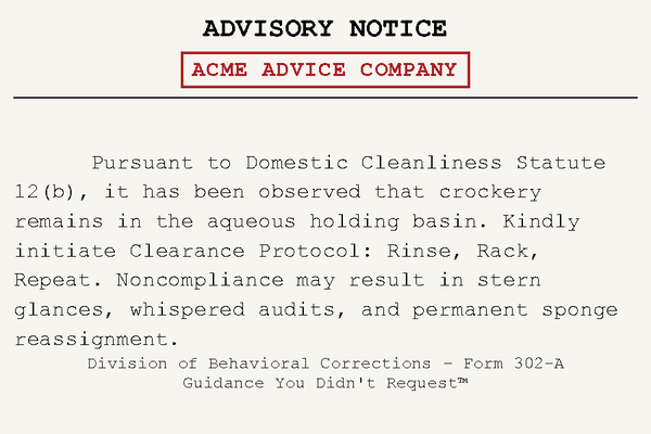 Official Advisory Notice (comedy, satire, humor - not for official use)