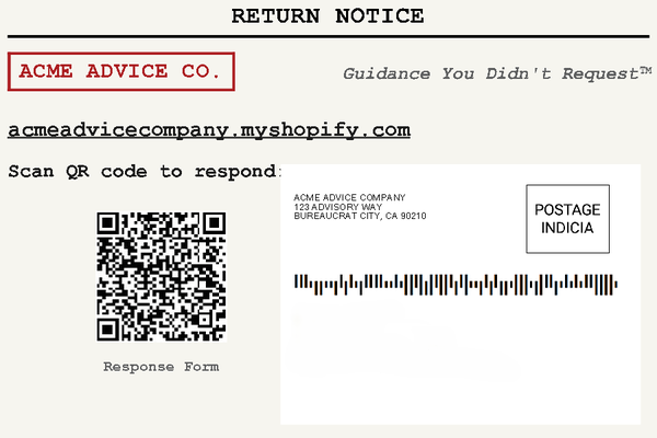 Official Advisory Notice (return) (comedy, satire, humor - not for official use)